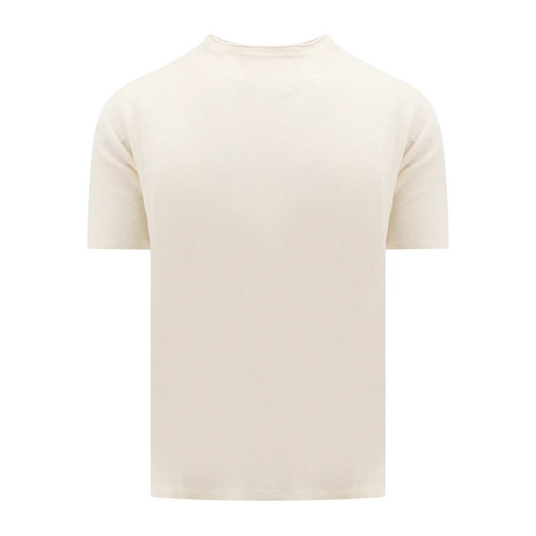 Biała Koszulka z Lnu z Okrągłym Dekoltem Roberto Collina