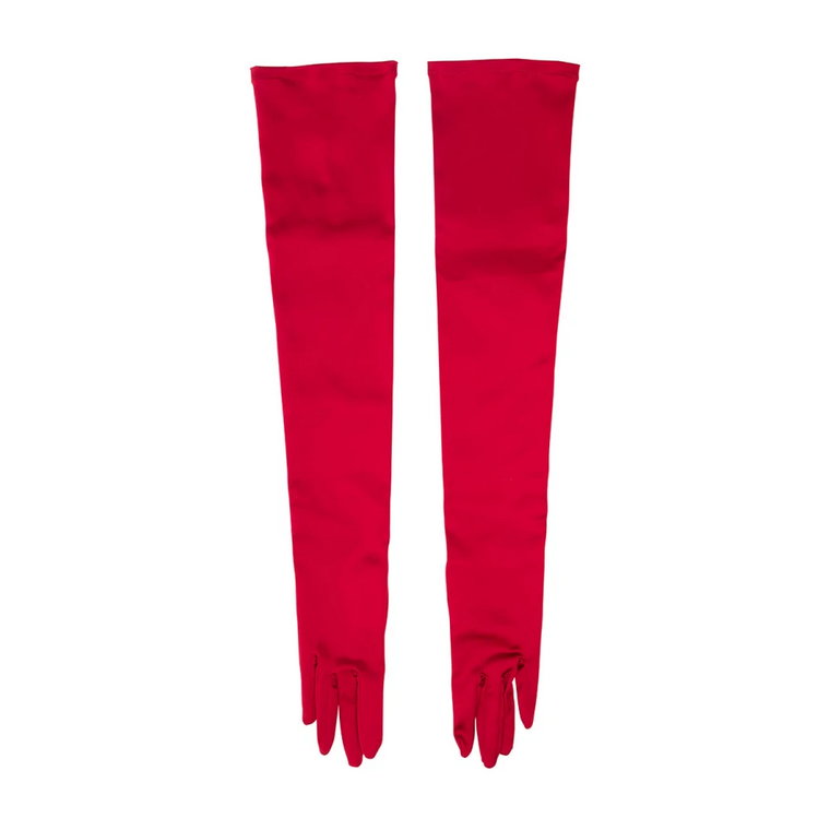 Czerwone Rękawiczki z Satyny Stretch Dolce & Gabbana