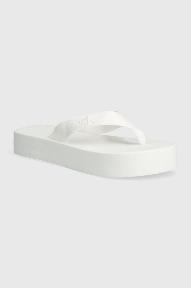 Calvin Klein Jeans japonki FLATFORM FLIPFLOP JELLY damskie kolor biały na płaskim obcasie YW0YW01398