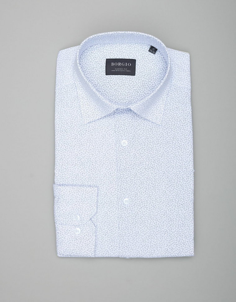koszula calimera w listki 00349 długi rękaw biały classic fit