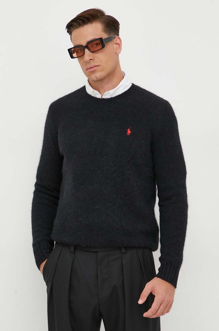 Polo Ralph Lauren sweter wełniany męski kolor czarny