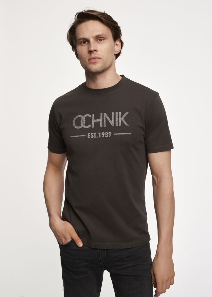 T-shirt męski khaki z logo