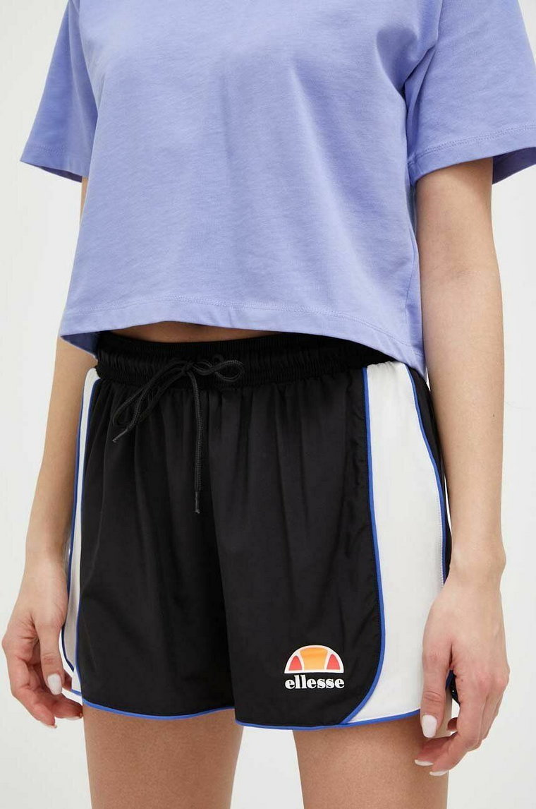 Ellesse szorty damskie kolor czarny wzorzyste high waist