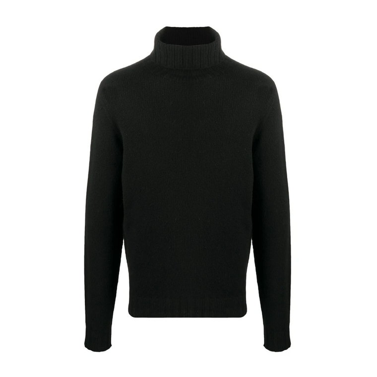 Czarny sweter z wełny z golfem Palm Angels