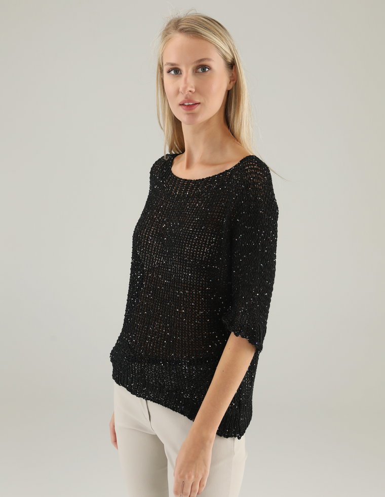 SWETER Z CEKINAMI 188-626 NERO