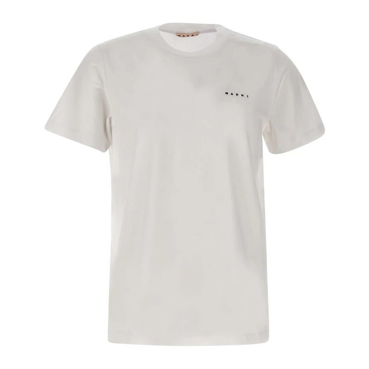 Biała bawełniana koszulka męska z logo Marni