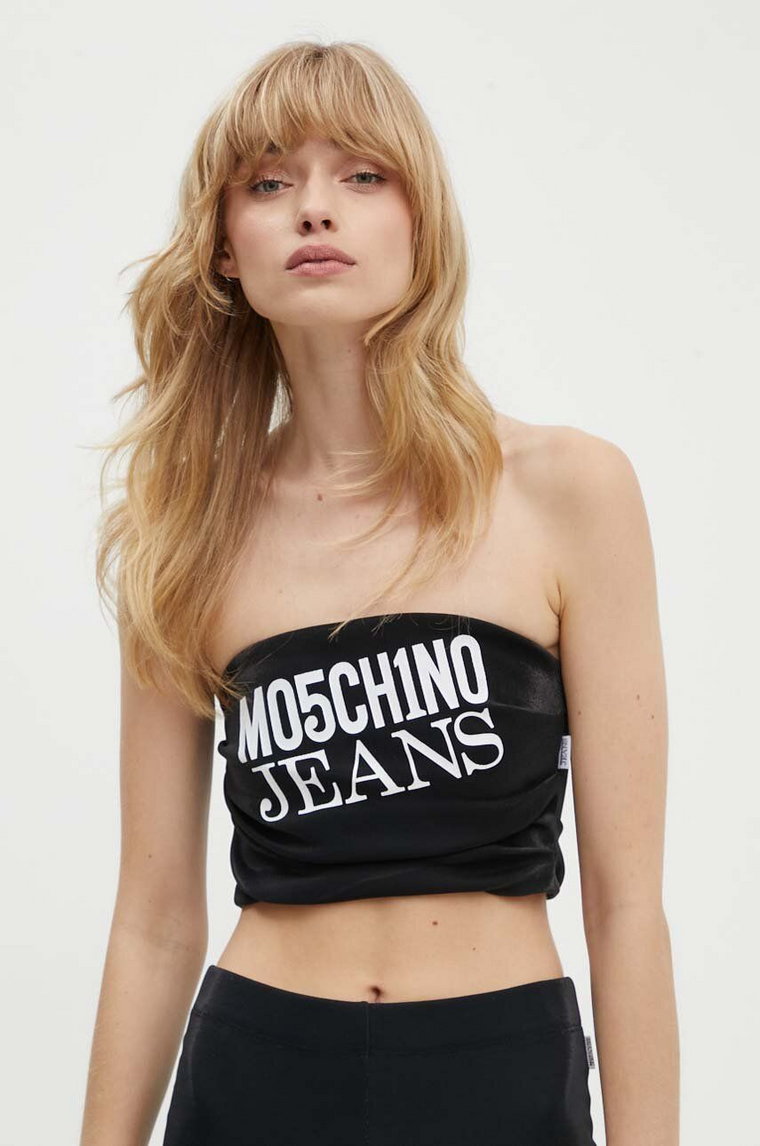 Moschino Jeans top damski kolor czarny dekolt hiszpański 0809.8238