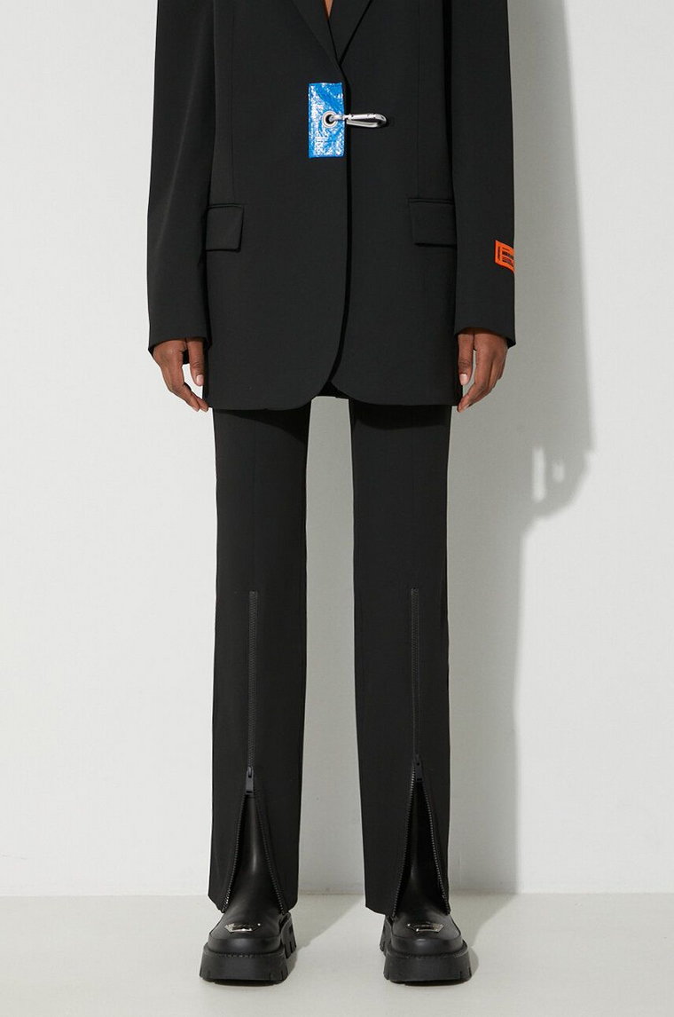 Heron Preston spodnie Gabardine Zip Pants damskie kolor czarny proste high waist HWCO001F23FAB0011000