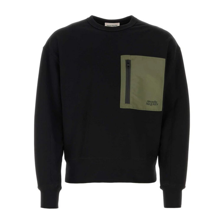 Czarny bawełniany sweter, Nowoczesny styl Alexander McQueen