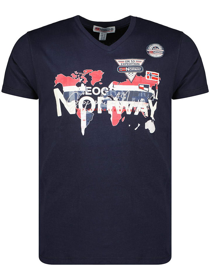 Geographical Norway Koszulka "Japaye" w kolorze granatowym