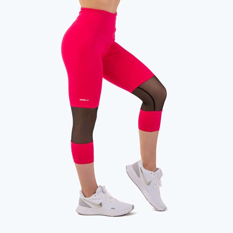 Legginsy treningowe damskie NEBBIA Sporty High-Waist 3/4 pink