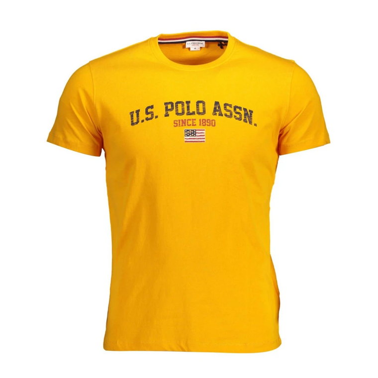 Pomarańczowy T-shirt z logo Bawełniany dekolt U.s. Polo Assn.