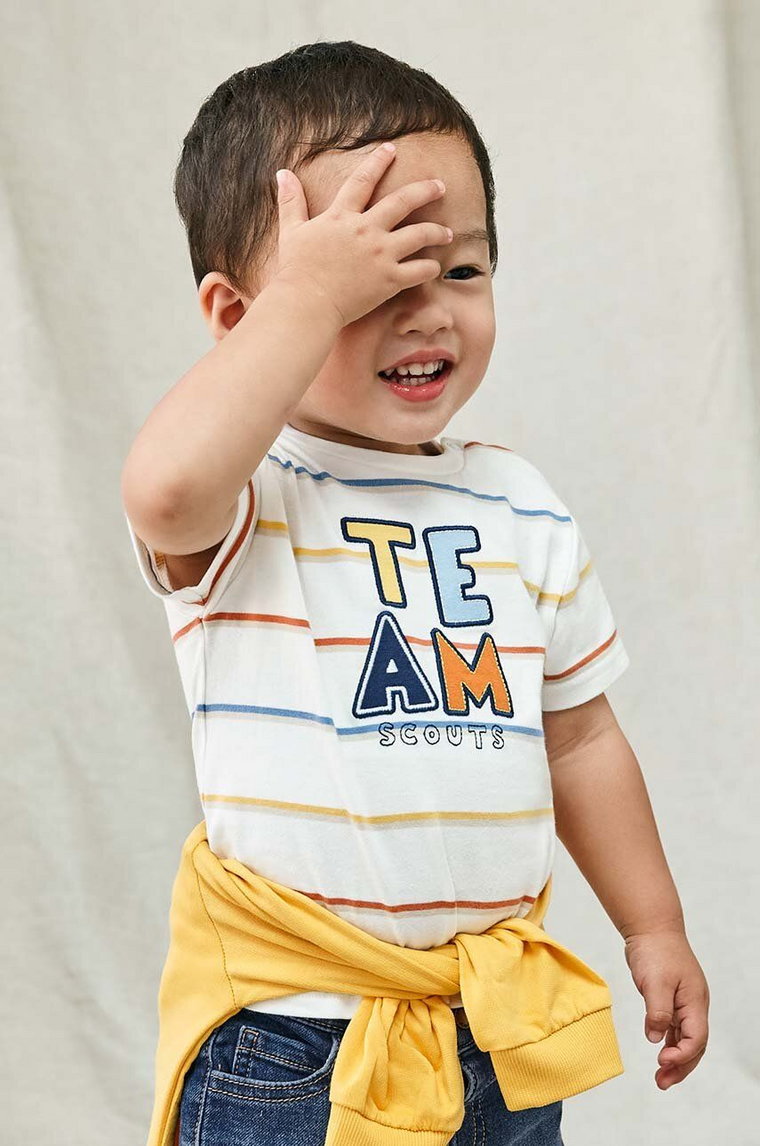 Mayoral t-shirt bawełniany niemowlęcy kolor pomarańczowy wzorzysty