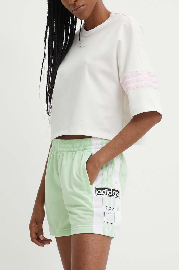 adidas Originals szorty damskie kolor zielony z aplikacją high waist IP0719