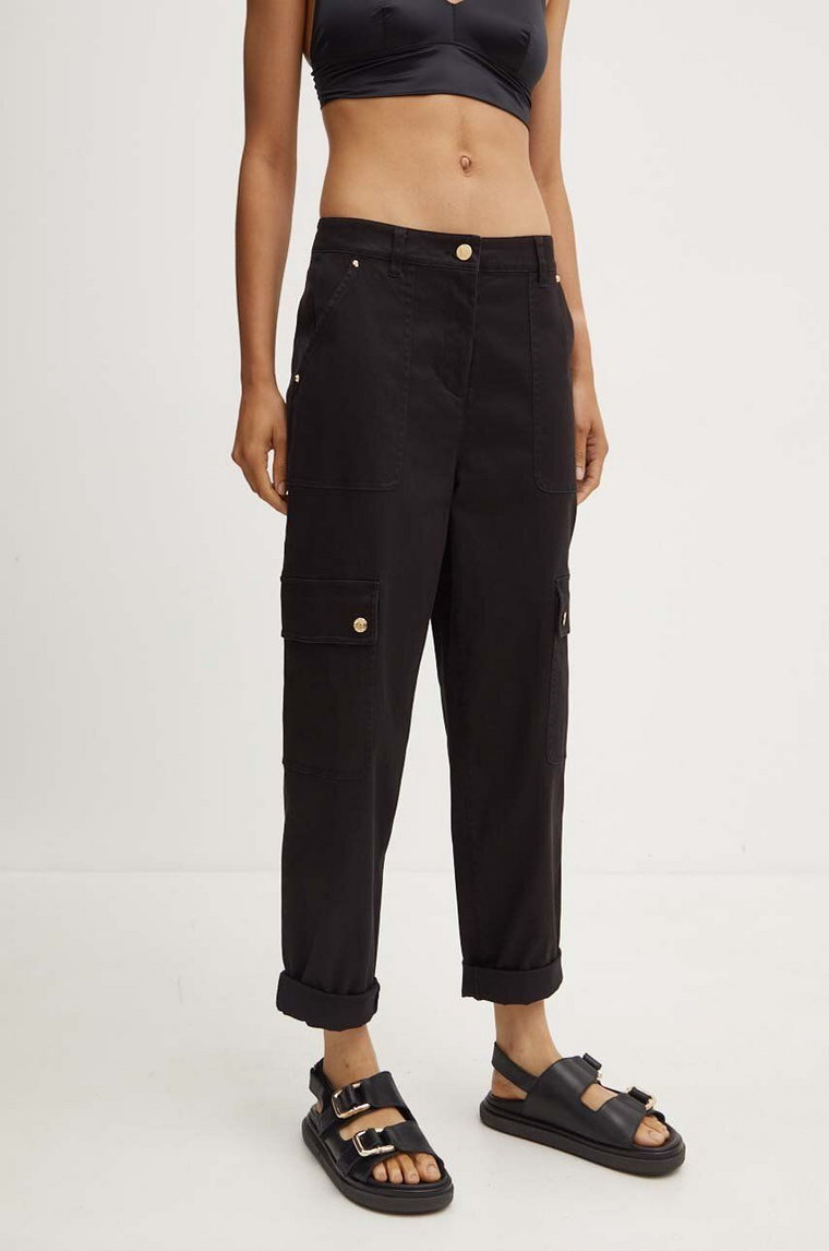 MICHAEL Michael Kors spodnie damskie kolor czarny proste high waist