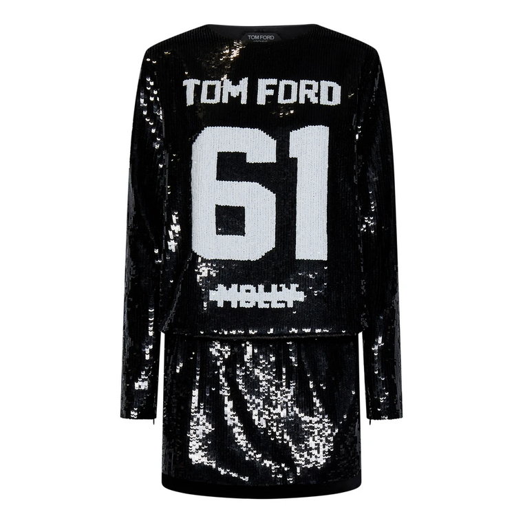 Czarna Sukienka z Cekinami Tom Ford