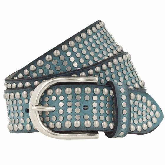 b.belt Riva Studded Belt Leather petrol 100 cm