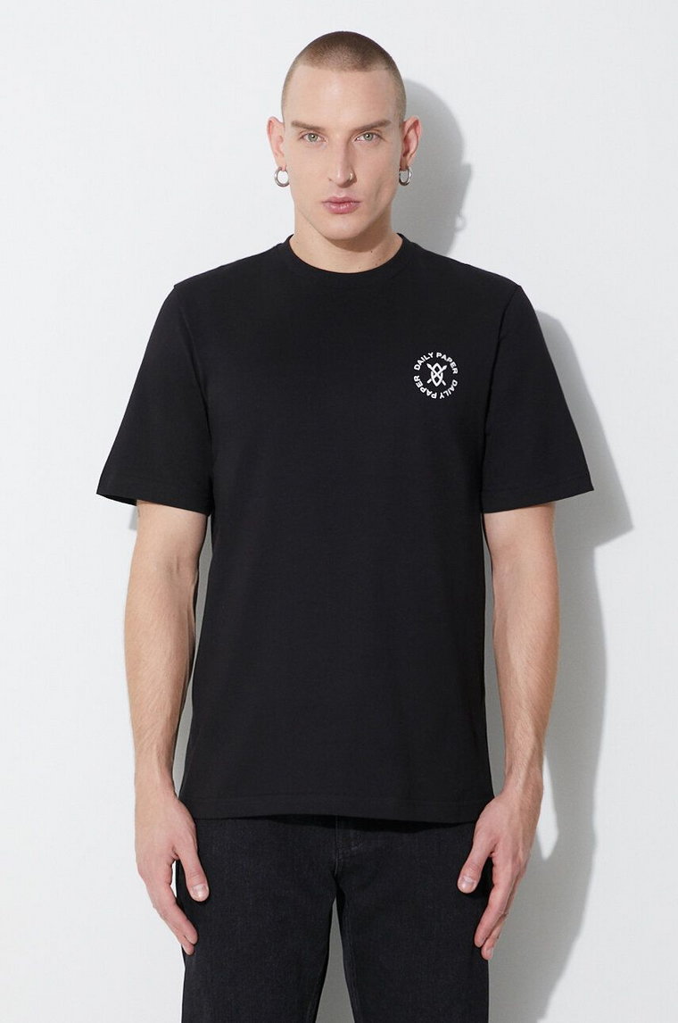 Daily Paper t-shirt bawełniany Circle Tee męski kolor czarny z nadrukiem 1000111