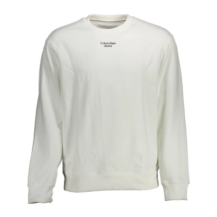 Biała Bawełniana Bluza z Nadrukiem Logo Calvin Klein