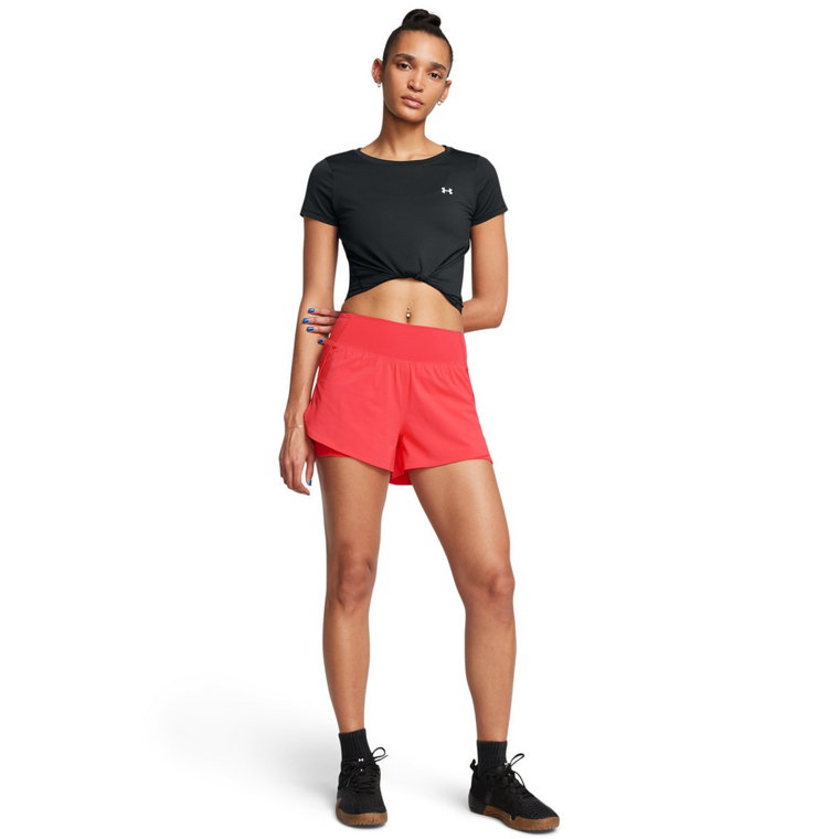 Damskie spodenki treningowe Under Armour Flex Woven 2-In-1 Short - czerwone