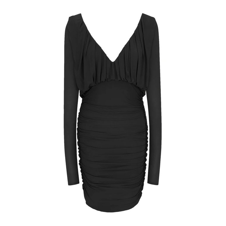 Czarna Sukienka z Draperią - Kolekcja Ss23 Saint Laurent