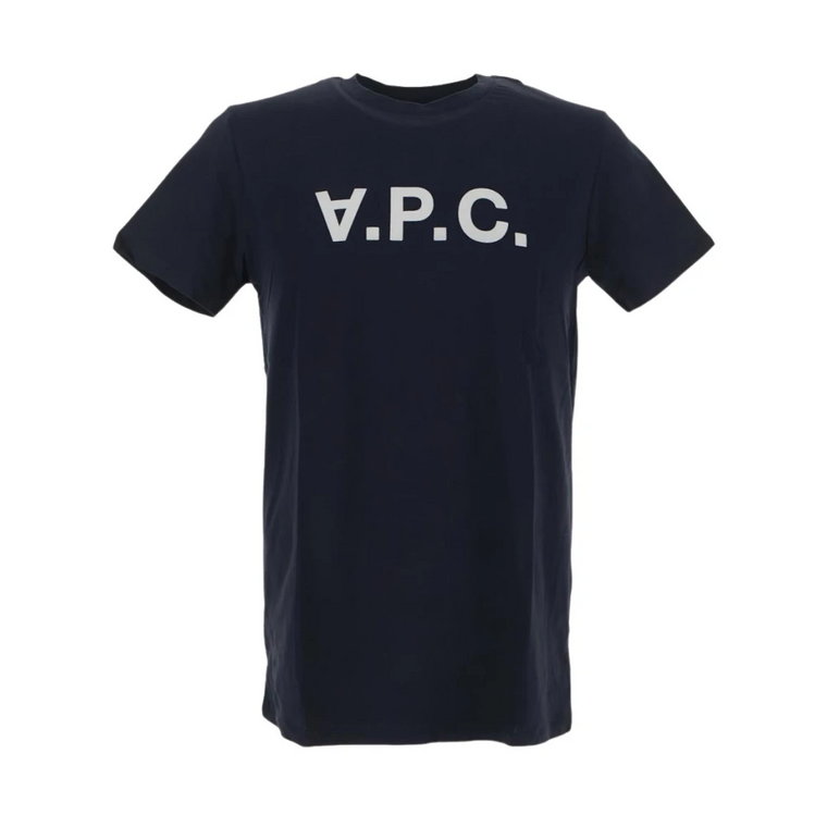 Ciemnoniebieska Koszulka VPC z Aksamitnym Logo A.p.c.