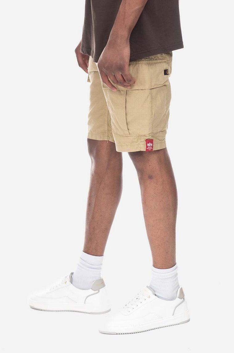 Alpha Industries szorty bawełniane Alpha Industries Ripstop Jogger Short 106250 14 kolor beżowy 106250.14-BEZOWY