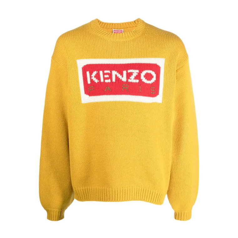 Musztardowy Sweter z Logo Kenzo