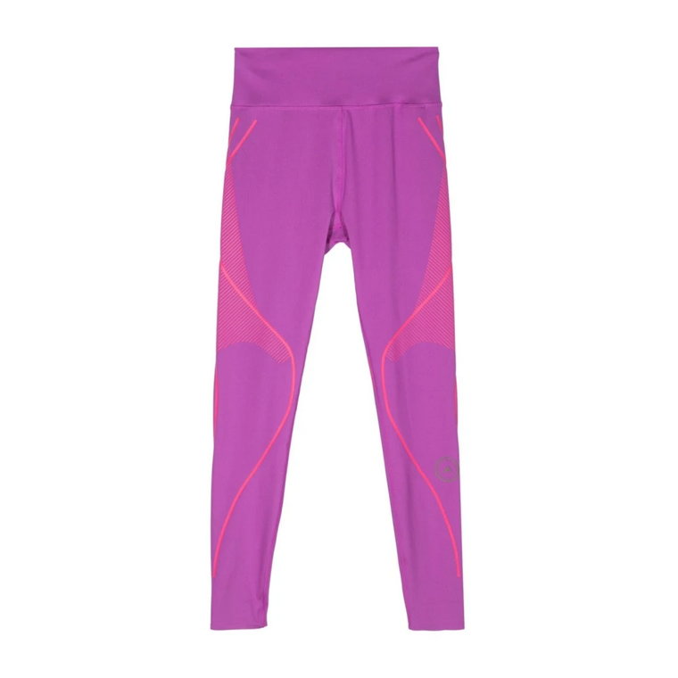Fioletowe Spodnie w Paski z Wysokim Stanem Adidas by Stella McCartney