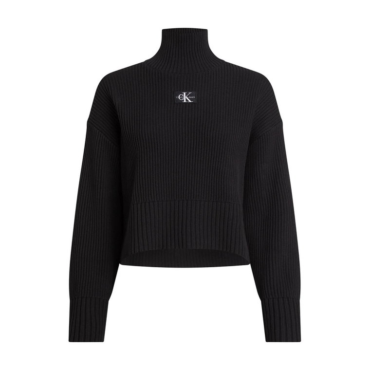 Czarne Swetry - Krótki Pullover Calvin Klein