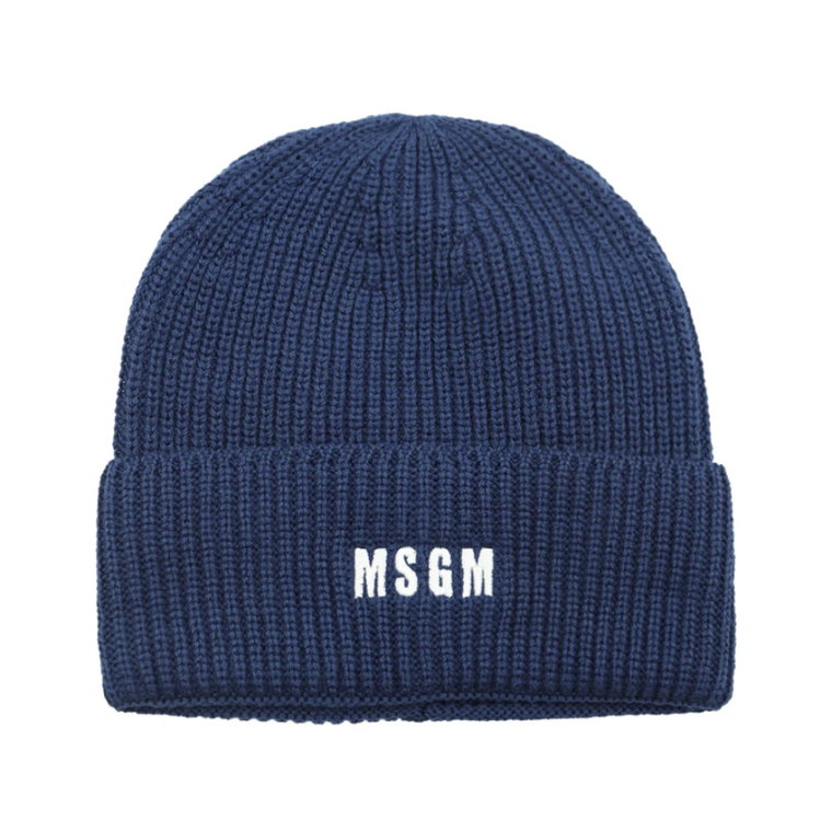 Niebieskie czapki z żółtym logo Msgm
