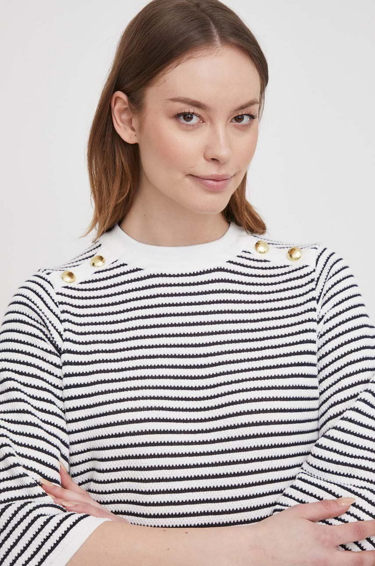 Barbour sweter bawełniany kolor biały lekki