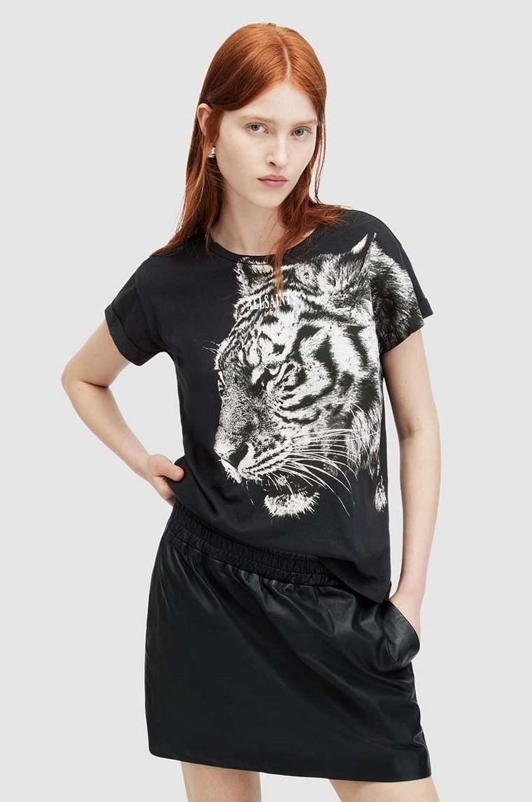 AllSaints t-shirt bawełniany TIGRESS damski kolor czarny