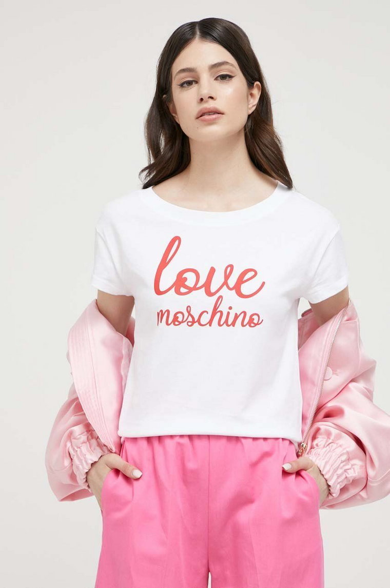 Love Moschino t-shirt bawełniany kolor biały