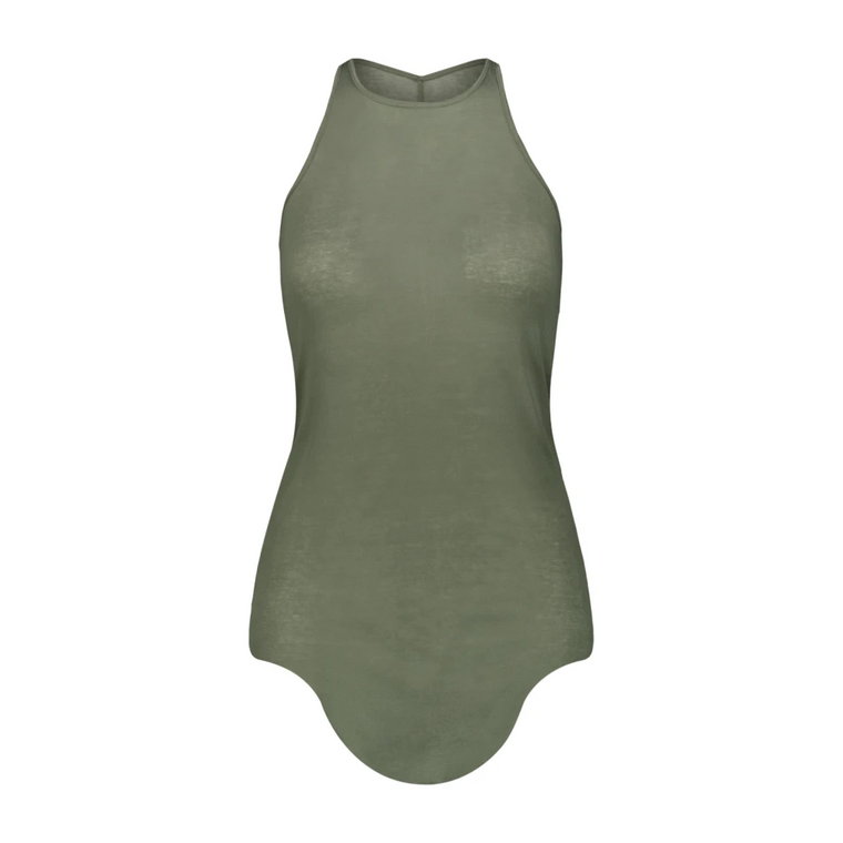 Moss Green Tank Top z żebrowanym wzorem Rick Owens