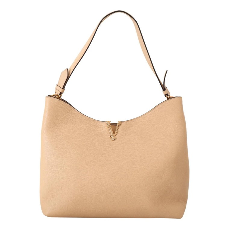 Nude Calf Leather Hobo Torba na Ramię Versace