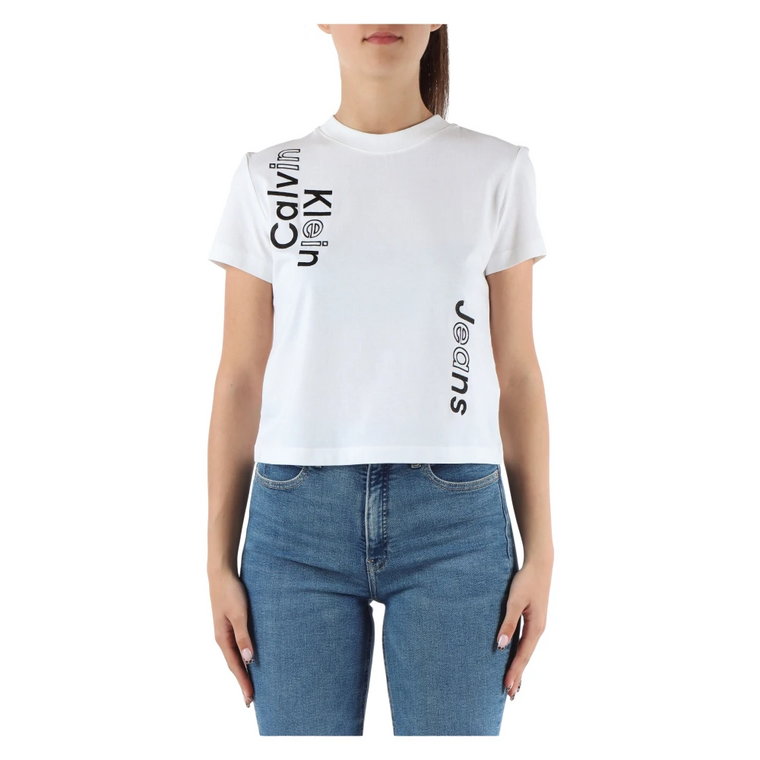 Haftowany T-shirt z bawełny Calvin Klein Jeans
