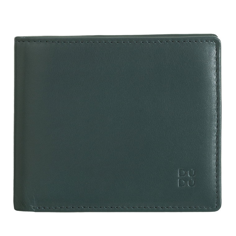 DUDU Mały Męskie skórzany portfel Billfold RFID Wielokolorowy z portmonetką