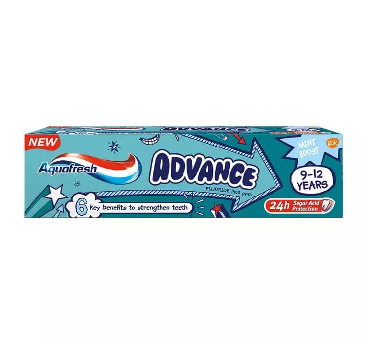 AQUAFRESH ADVANCE PASTA DO ZĘBÓWDLA DZIECI 9-12 LAT MINT BOOST 75 ML