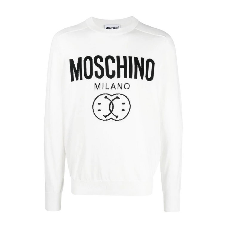 Biały Sweter z Logo Moschino