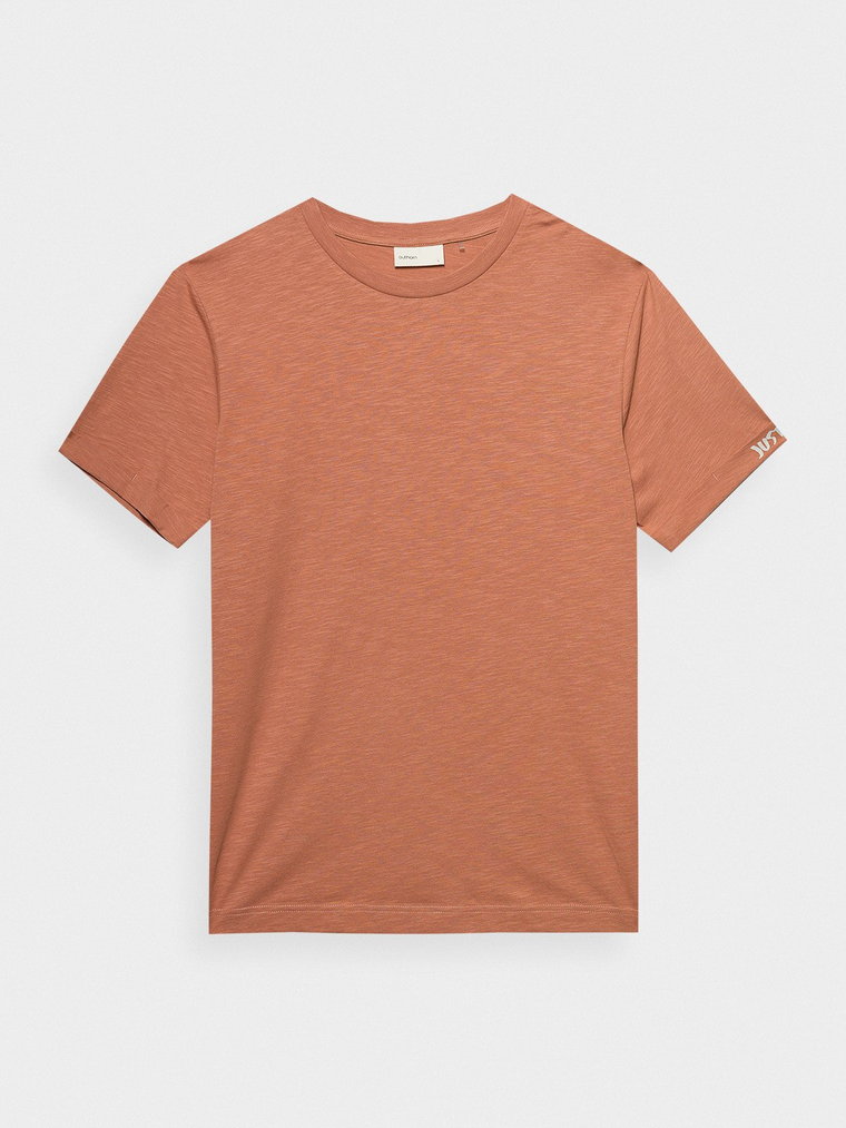 T-shirt regular z nadrukiem męski Outhorn - pomarańczowy