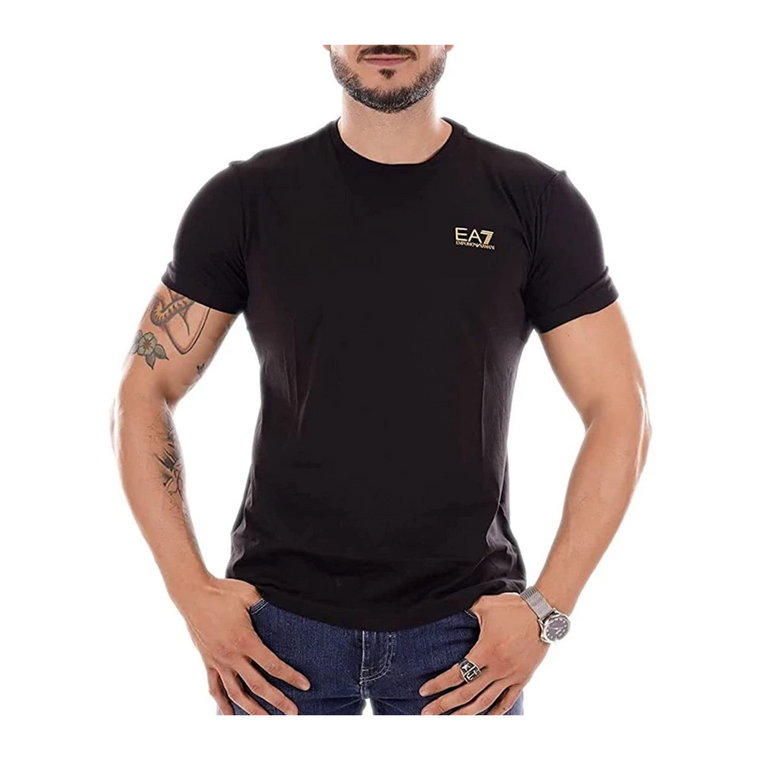 Czarne koszulki i pola EA7 z małym logo Emporio Armani EA7