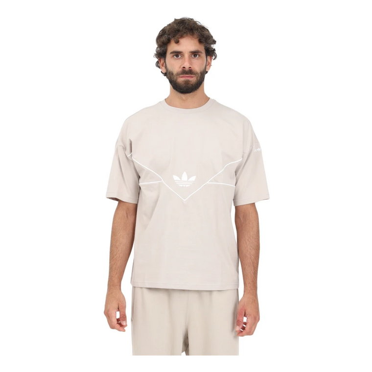 Beżowa koszulka z geometrycznym wzorem dla mężczyzn Adidas Originals