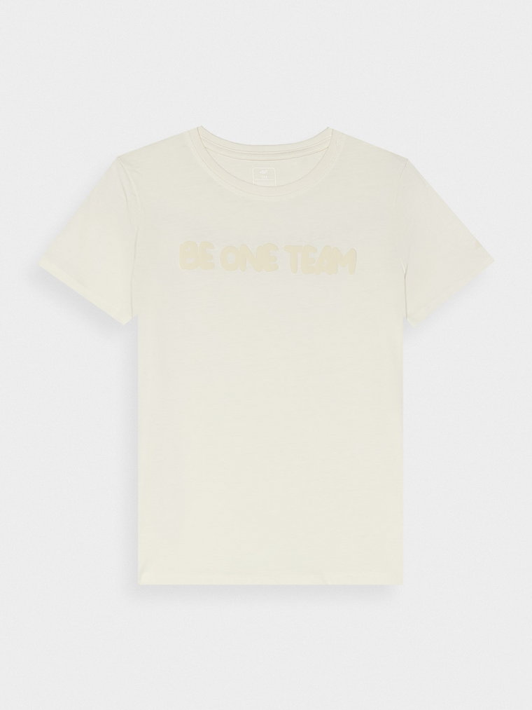 T-shirt z nadrukiem dziewczęcy - kremowy