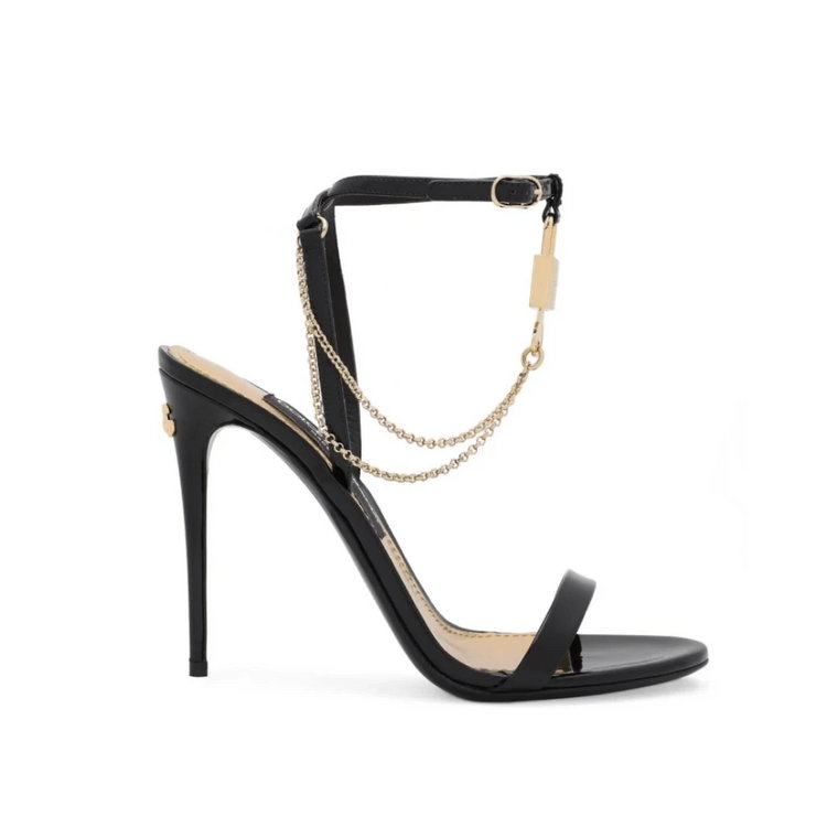 Eleganckie Skórzane Sandały z Ogniwami Dolce & Gabbana