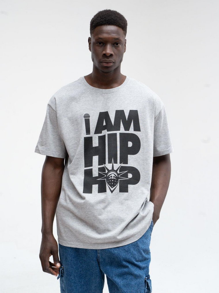 Koszulka Oversize Z Krótkim Rękawem Męska Szara Catch Hip Hop