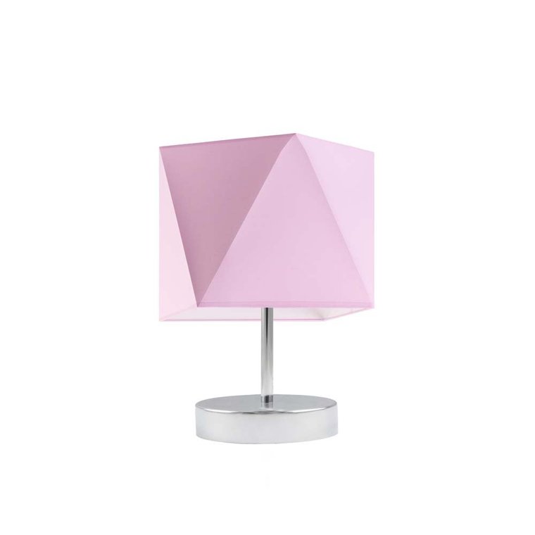 Lampka nocna LYSNE Pasadena, 60 W, E27, jasnoróżowa/chrom, 30x23 cm