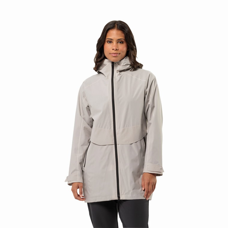 Damska kurtka przeciwdeszczowa Jack Wolfskin MAINKAI LONG JKT W sea shell - XS