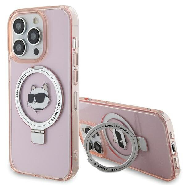 Karl Lagerfeld KLHMP15LHMRSCHP iPhone 15 Pro 6.1" różowy/pink hardcase Ring Stand Choupette Head MagSafe