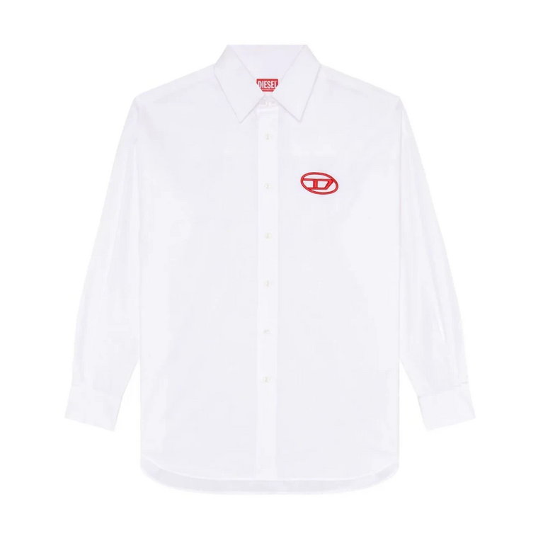 Biała Koszula z Guzikami i Haftowanym Logo na Piersi Diesel